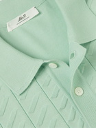 Mr P. - Knitted Textured Organic Cotton Polo Shirt - Green