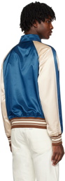 HAULIER Blue & Off-White Paneled Bomber Jacket