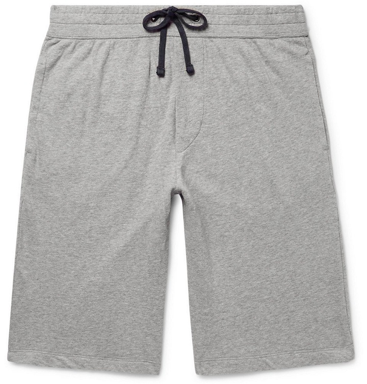 Photo: James Perse - Mélange Loopback Supima Cotton-Jersey Drawstring Shorts - Gray