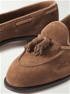 Edward Green - Belgravia Leather-Trimmed Suede Tasselled Loafers - Brown