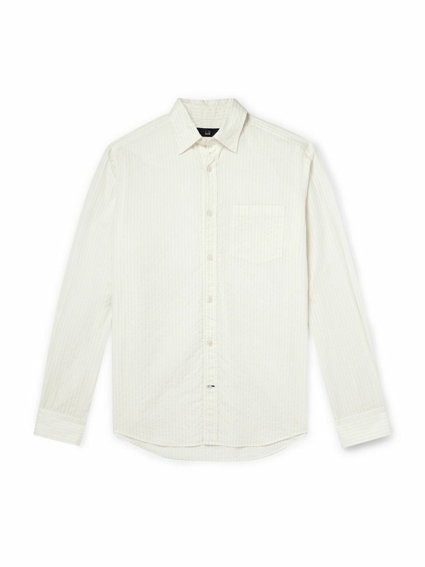 Photo: Dunhill - Striped Cotton-Jacquard Shirt - White