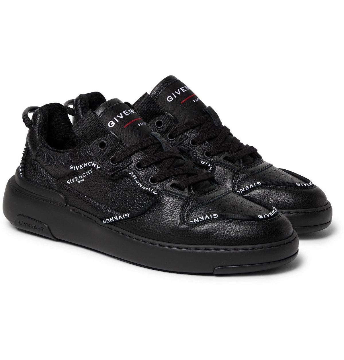 GIVENCHY - Wing Logo-Print Full-Grain Leather Sneakers - Black Givenchy