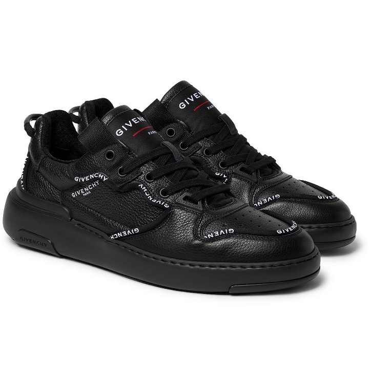 Photo: GIVENCHY - Wing Logo-Print Full-Grain Leather Sneakers - Black