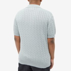 Beams Plus Men's Cable Knitted Polo Shirt in Ice Blue