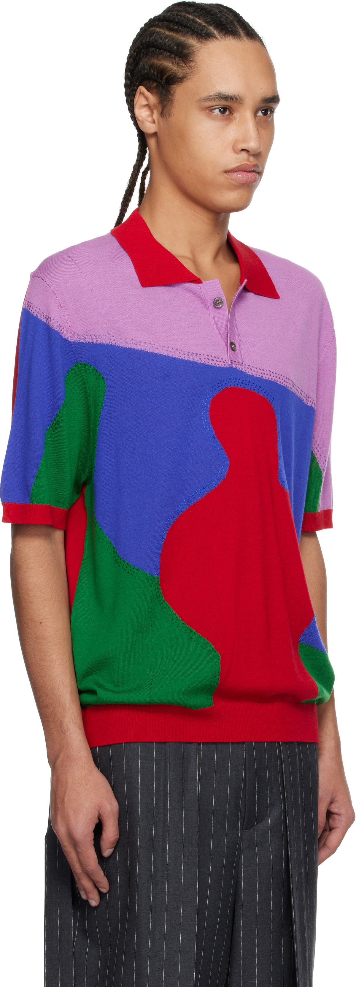 Glass Cypress Red & Multicolor Boy Knitted Polo