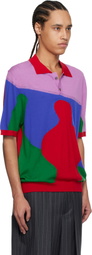 Glass Cypress Red & Multicolor Boy Knitted Polo