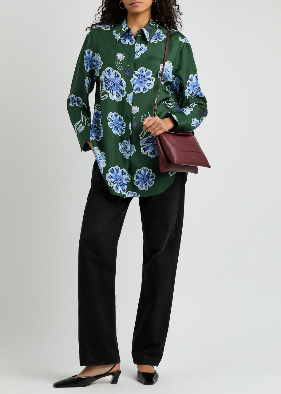 Dorothee Schumacher Floral Garden Printed Silk Blouse Green