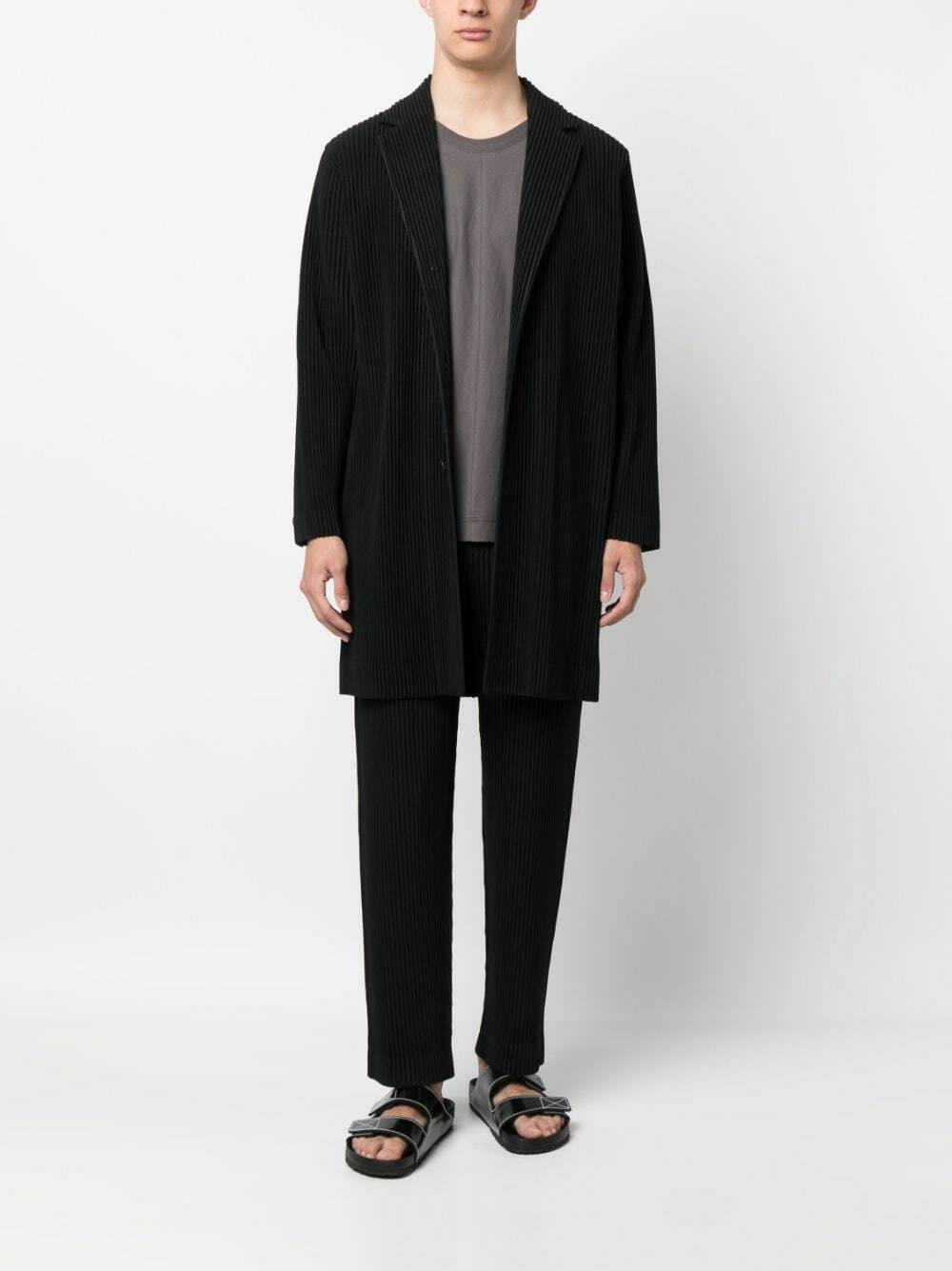 HOMME PLISSE' ISSEY MIYAKE - Long Coat With Buttons Homme Plisse