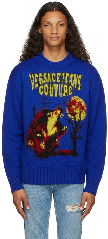 Photo: Versace Jeans Couture Navy Logo Motif Sweater