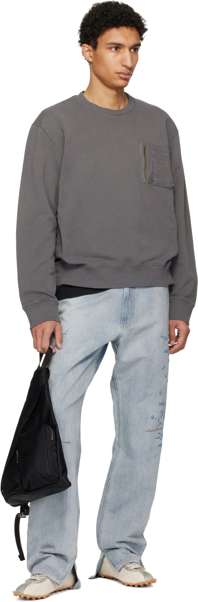 MM6 Maison Margiela Gray Utility Pocket Sweatshirt
