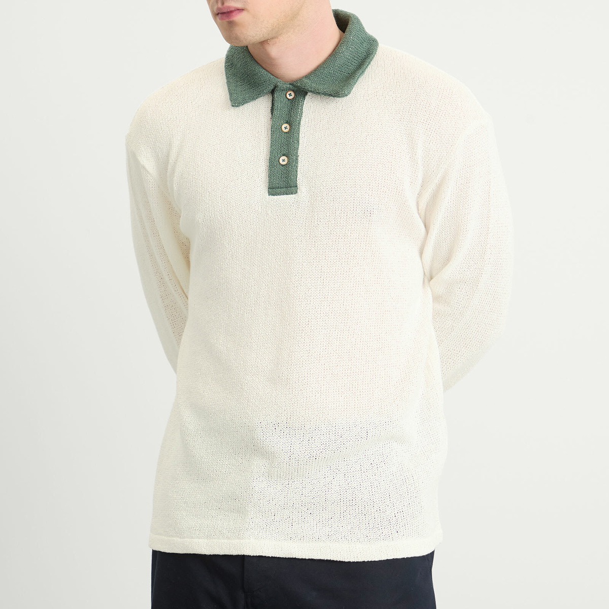 Palmes Men's Knitted Rugby Shirt in Off-White
