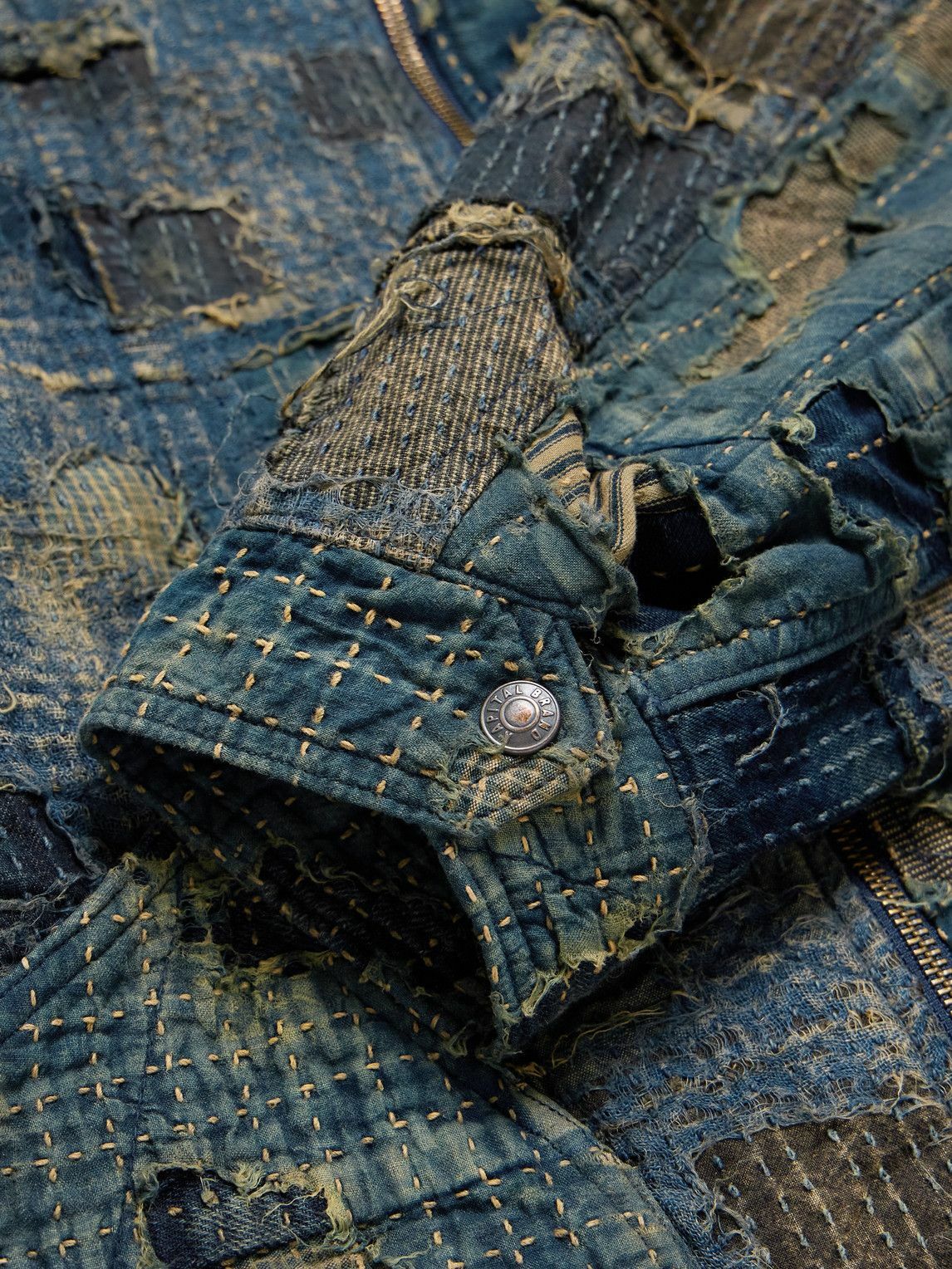 KAPITAL - Boro Distressed Patchwork Denim Jacket - Blue KAPITAL