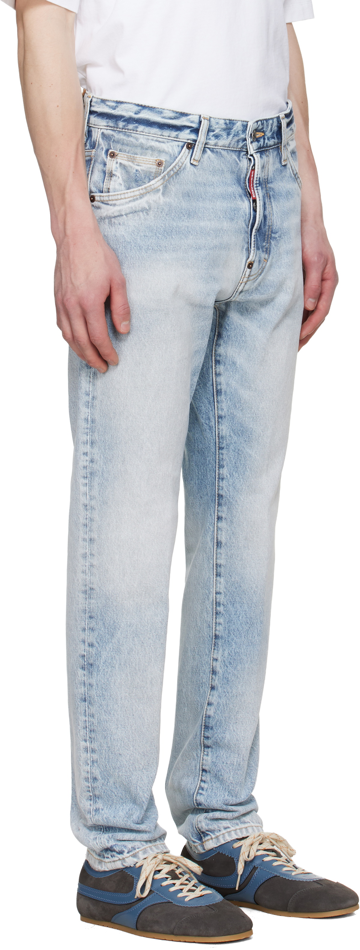 Dsquared2 Blue Light Diagonale Wash Teddy Jeans