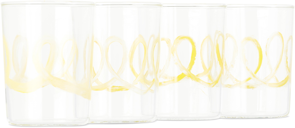 NIKO JUNE Yellow Soft Serve Drinking Glass Set, 4 pcs