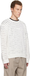 MM6 Maison Margiela Off-White Open-Knit Stripe Sweater
