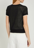 Vince Double-layered Fine-knit Cotton-blend T-shirt Black And White