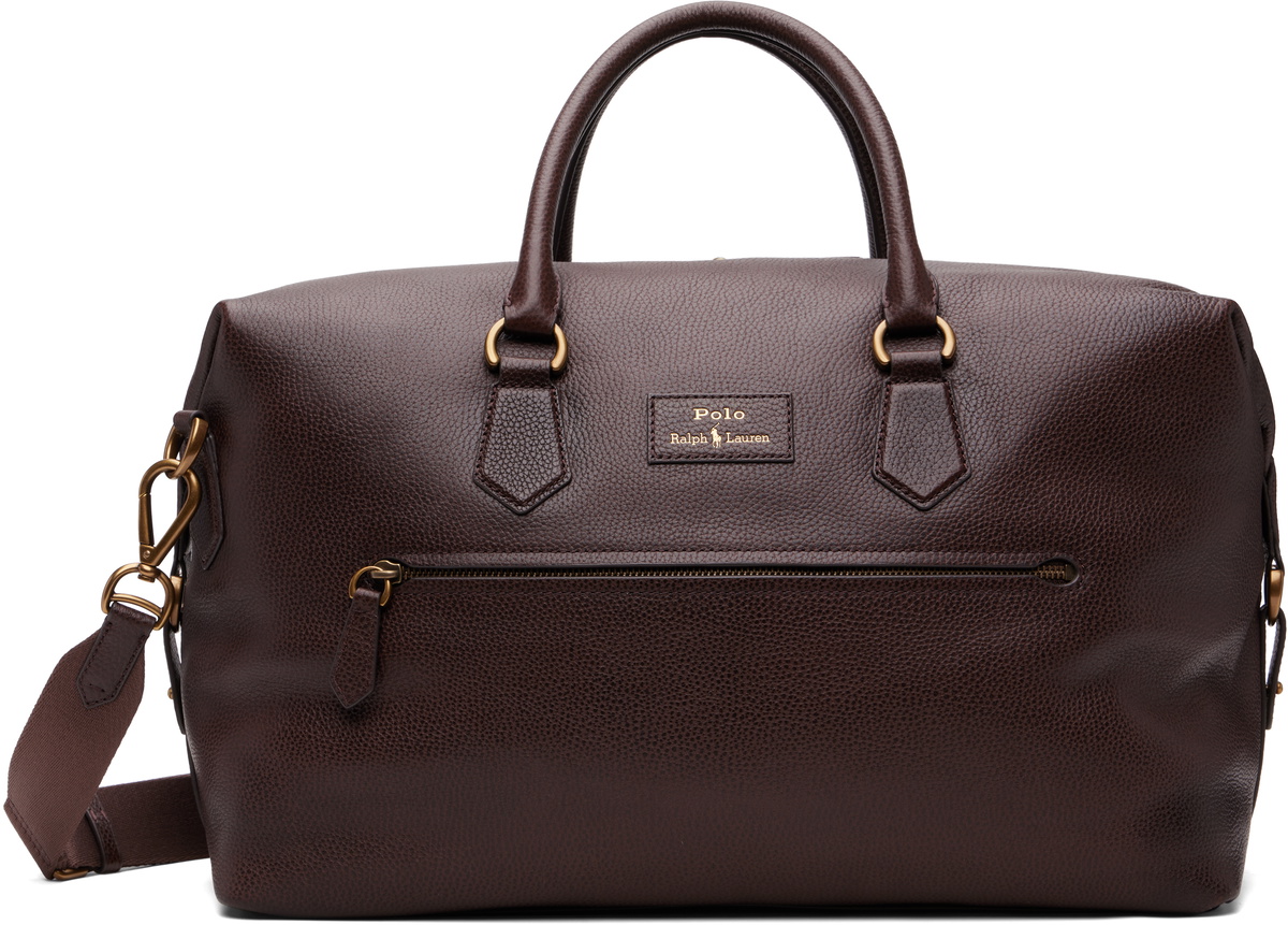 Polo Ralph Lauren Brown Pebbled Leather Duffle Bag