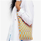 LASTFRAME Women's Ichimatsu Market Bag Small in Sax Blue/Neon Orange