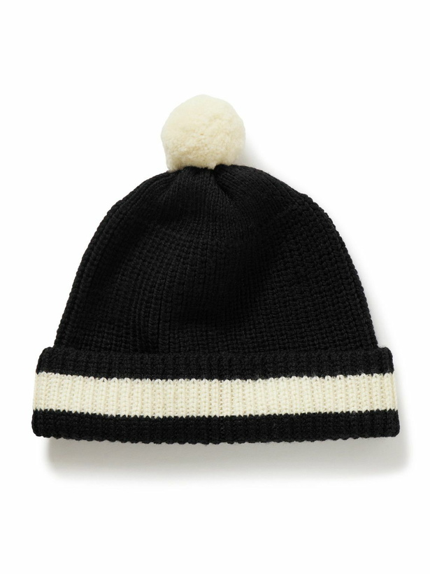 Photo: BODE - Pompom-Detailed Ribbed Striped Merino Wool Beanie