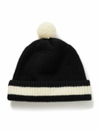BODE - Pompom-Detailed Ribbed Striped Merino Wool Beanie