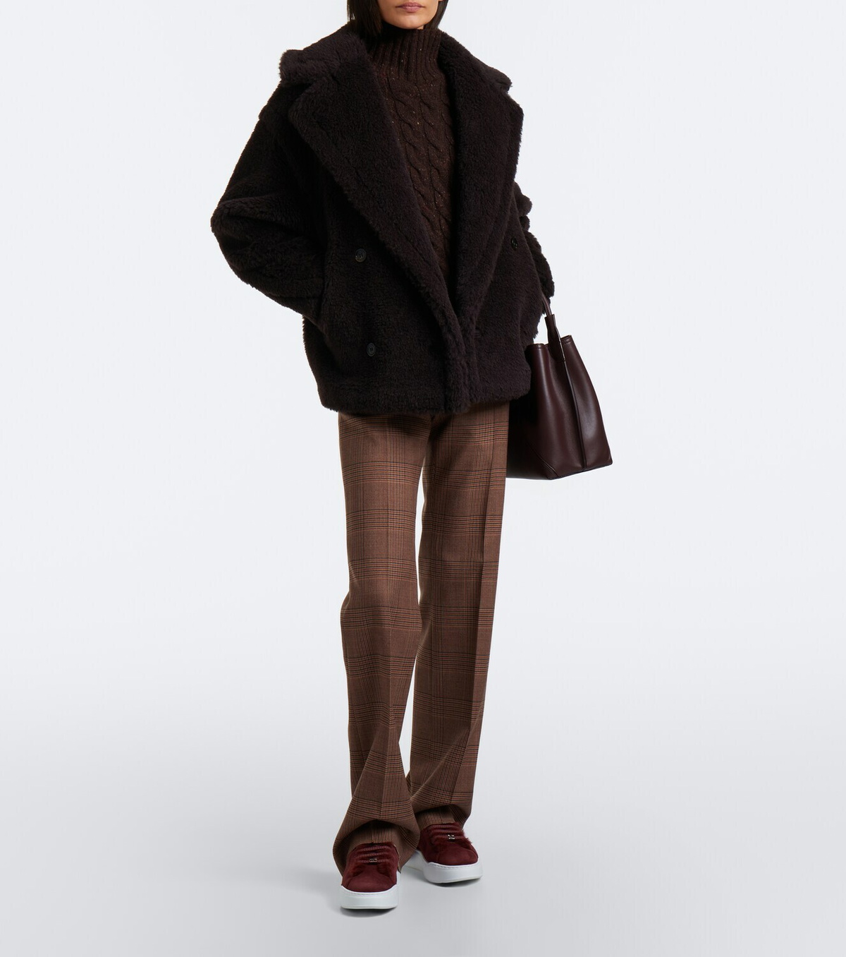 Max Mara Shearling-lined suede sneakers