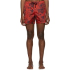 Moncler Red Palm Tree Swim Shorts