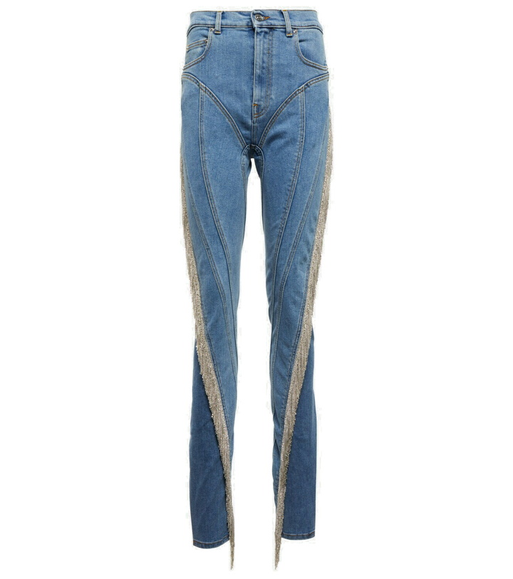 Photo: Mugler - Spiral tassel-trimmed skinny jeans