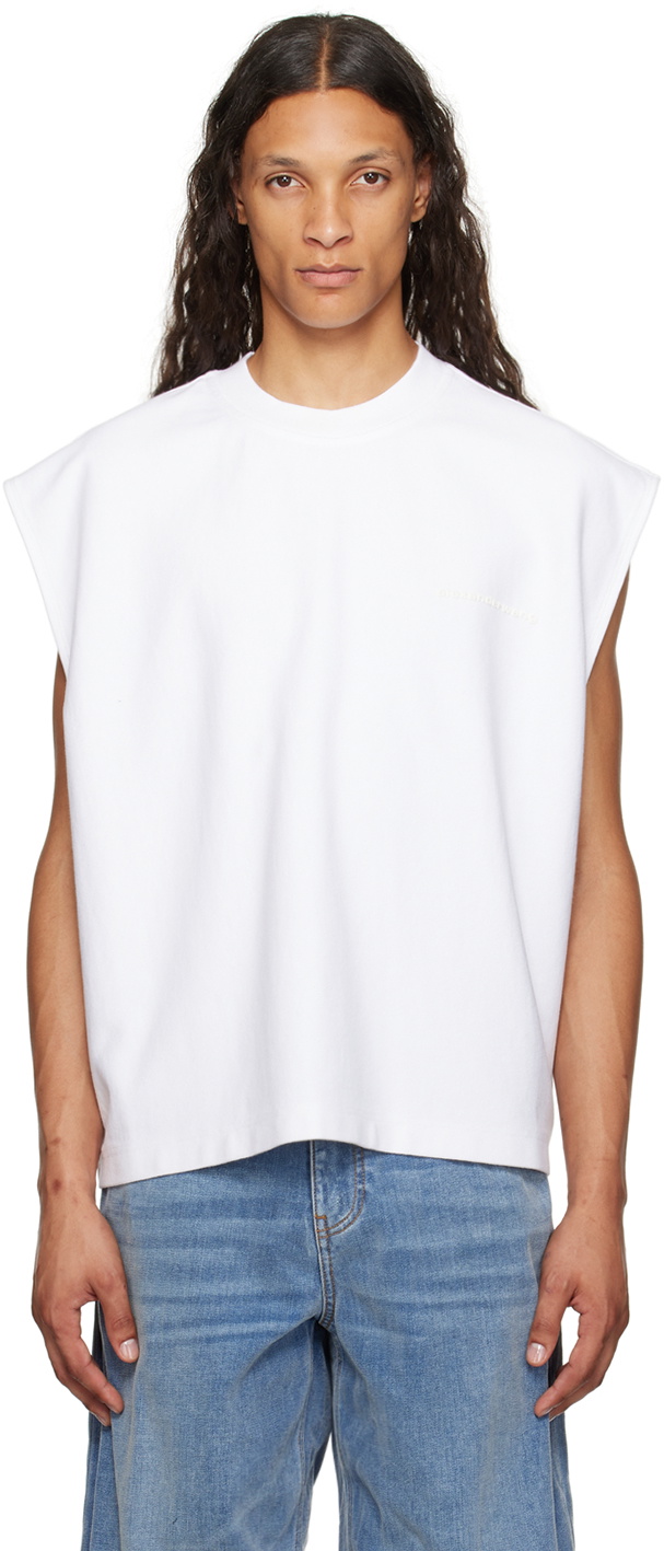 Alexander Wang White Puffed Logo Muscle Tank Top Alexander Wang