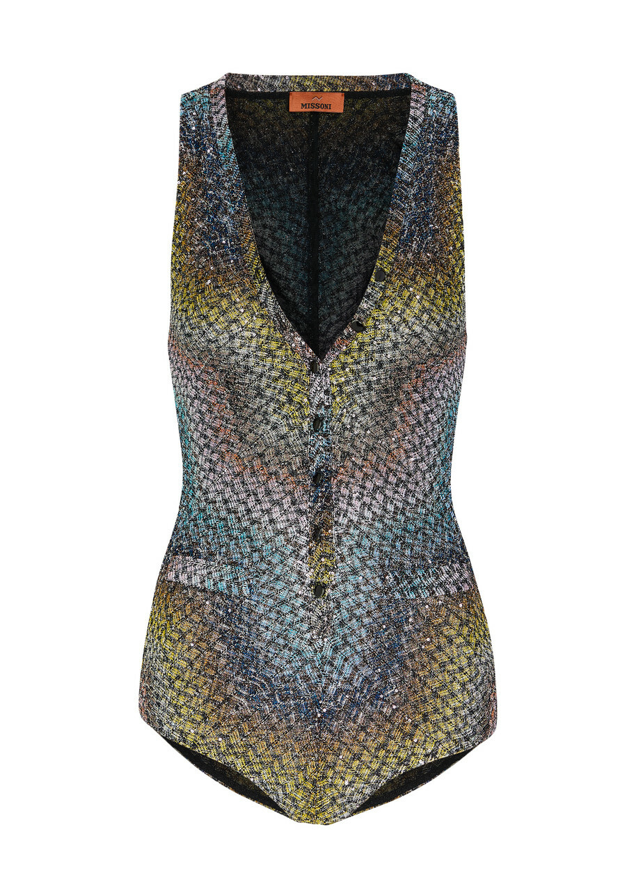 Missoni Zigzag Metallic-knit Swimsuit Multicoloured
