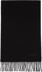 A.P.C. Black Brushed Wool Alix Scarf
