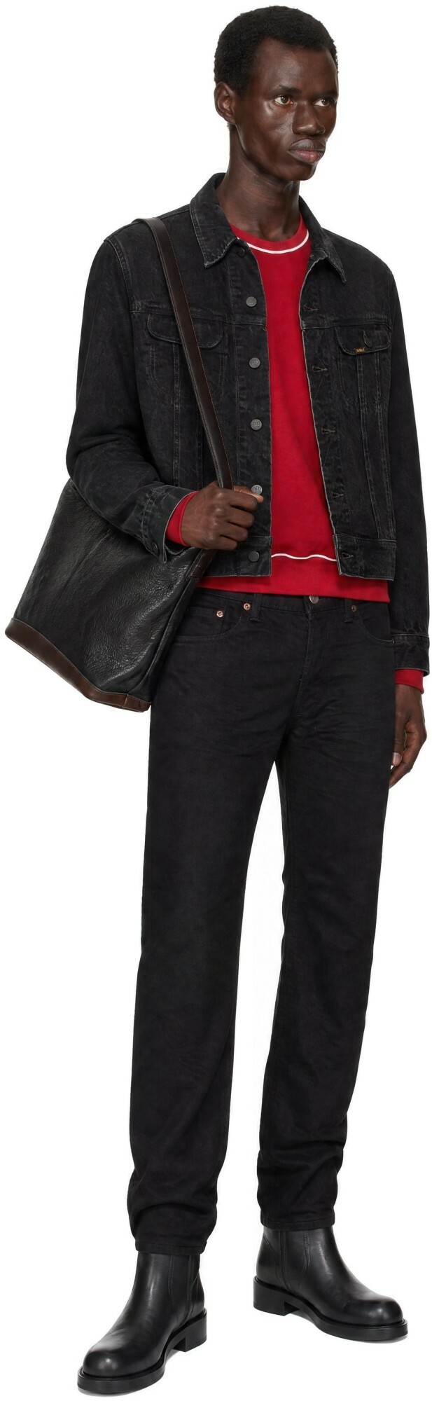 RRL Black Worn-In Denim Trucker Jacket