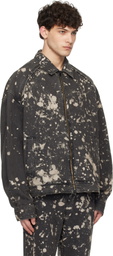 Juun.J Black Paint Dyed Harrington Denim Jacket