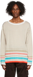 Andersson Bell Off-White & Beige Dahlia Stripe Crewneck