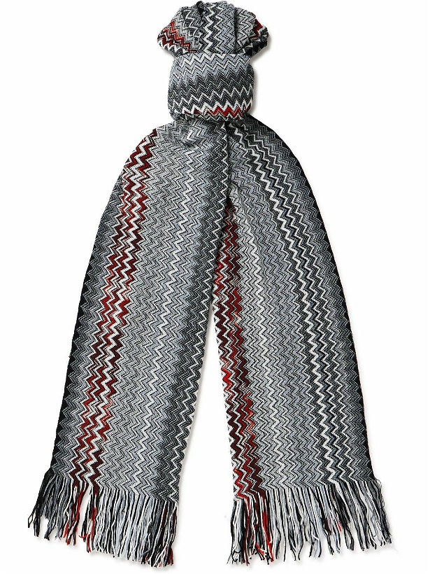Photo: Missoni - Fringed Striped Crocheted Cotton Scarf