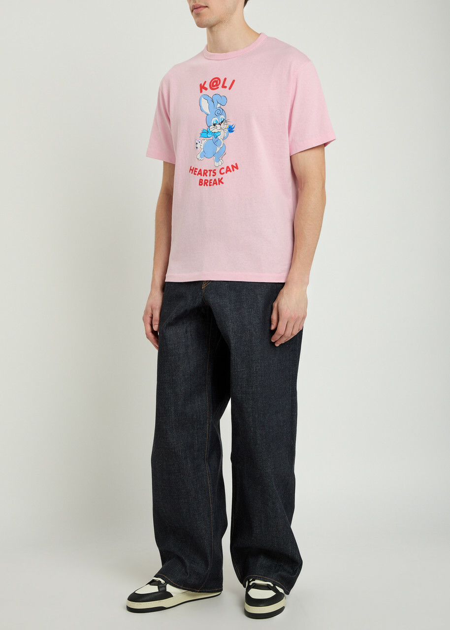 Kenzo Cartoon Printed Cotton T-shirt Pink