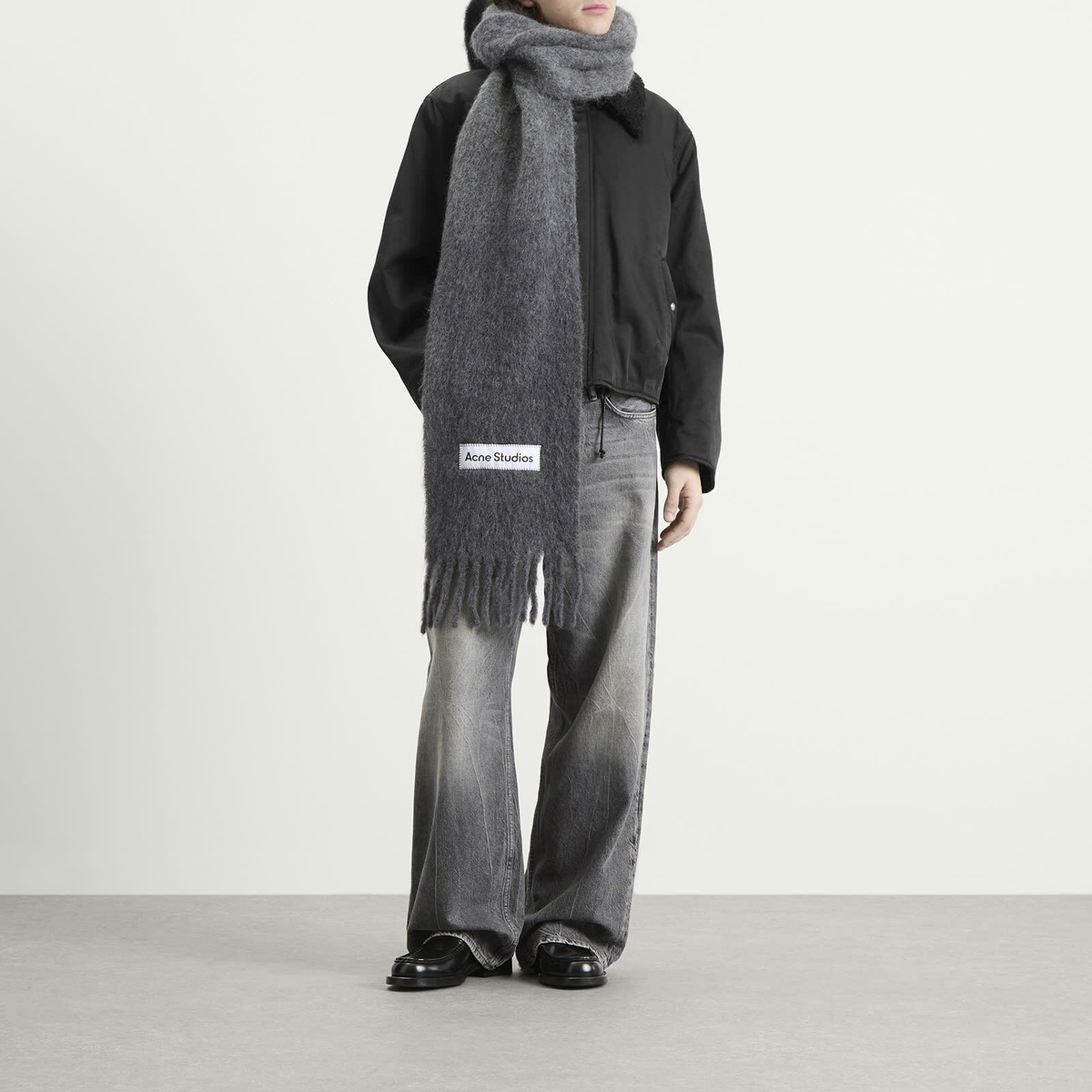 Acne Studios Vally Dip Dye Scarf in Dark Grey 