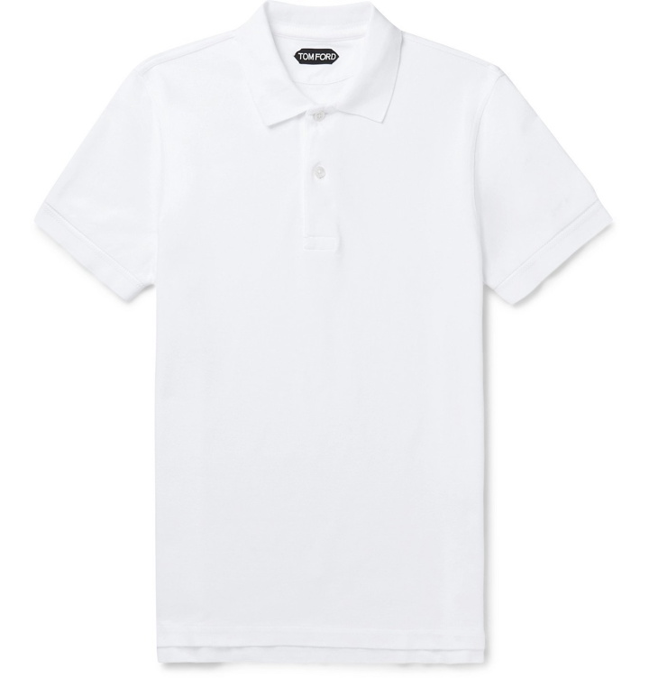 Photo: TOM FORD - Slim-Fit Cotton-Piqué Polo Shirt - White