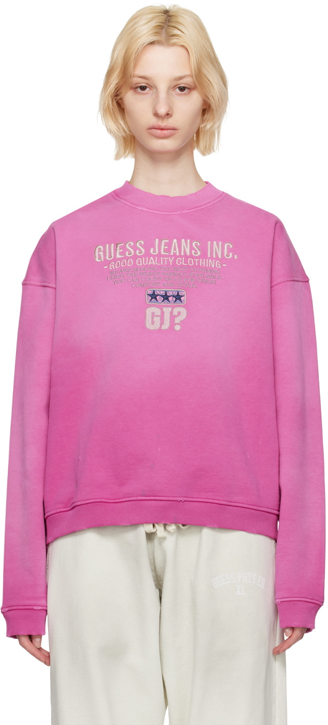 GUESS USA Pink Distressed Sweatshirt