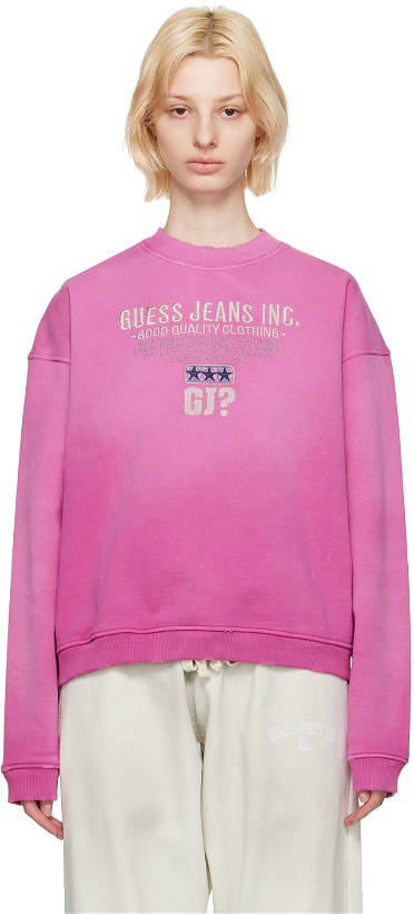 Photo: GUESS USA Pink Distressed Sweatshirt