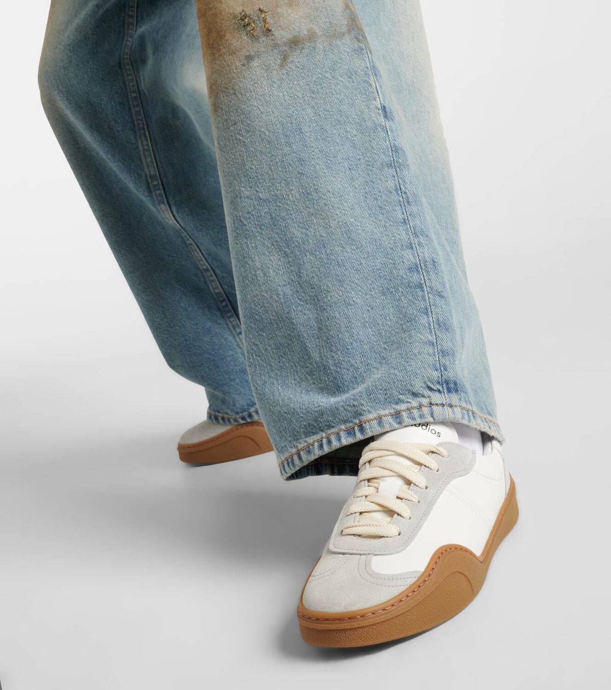 Acne Studios Logo suede-trimmed sneakers Acne Studios
