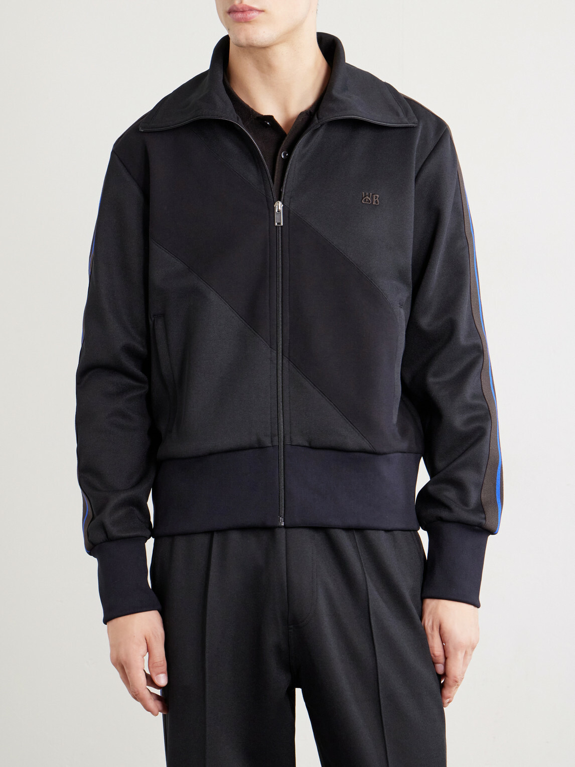 Wales Bonner - Form Logo-Embroidered Striped Jersey Jacket - Black