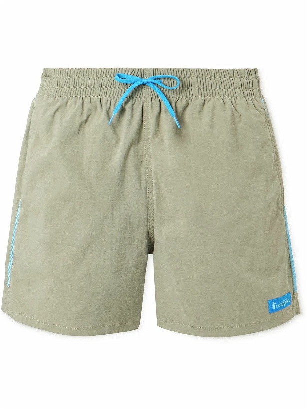 Photo: Cotopaxi - Brinco Straight-Leg Mid-Length Recycled Swim Shorts - Gray