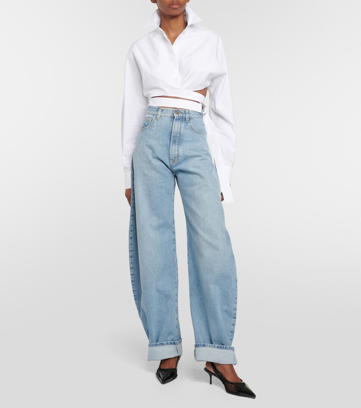 Alaïa Cropped cotton poplin shirt ALAÏA