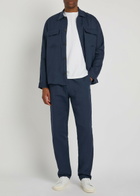 Sunspel Tapered-leg Linen Trousers Navy