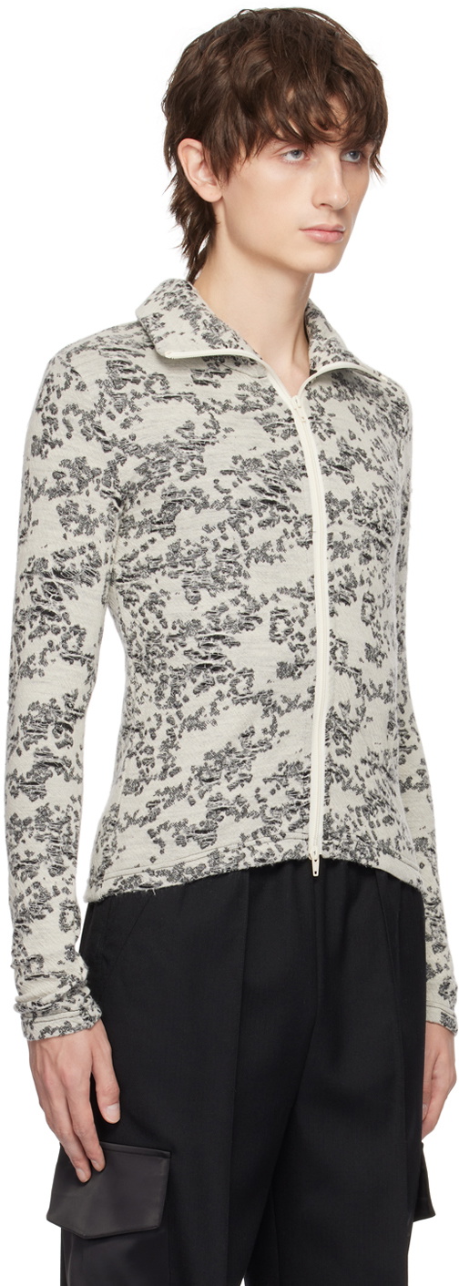 The World Is Your Oyster Black & Off-White Distressed Jacket