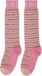 Marni Pink Flower Jacquard Socks
