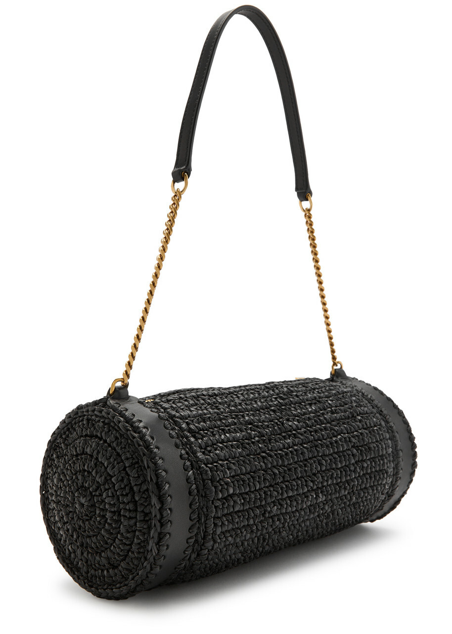 Saint Laurent Cassandre Raffia Shoulder bag - Black - One