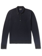 TOM FORD - Slim-Fit Textured Silk and Cashmere-Blend Polo Shirt - Blue