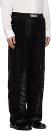 LGN Louis Gabriel Nouchi Black Devored Stripes Large Pleats Trousers