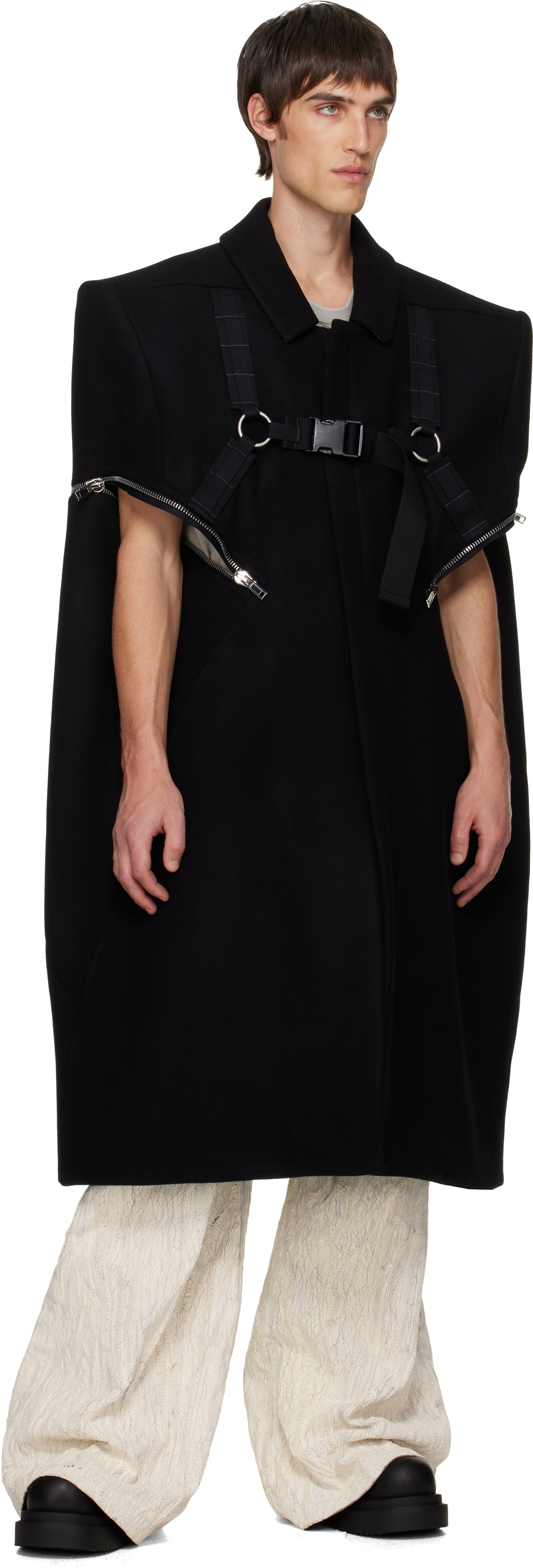 Rick Owens Black Concordians Blixa Cape Coat